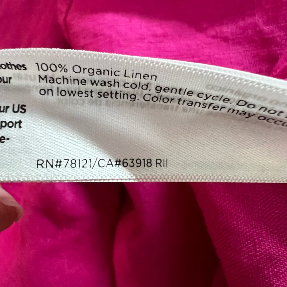 Eileen Fisher Linen Short-Sleeve Shift Dress in Bright Magenta - Picture 7 of 7